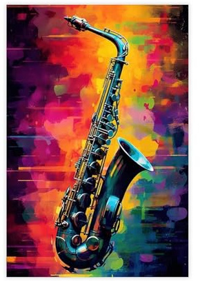 Saxophon Kunstdruck auf Leinwand, Poster, Schlafzimmer, Dekoration, Landschaft, Büro, Raumdekoration, Geschenk, 20 x 30 cm
