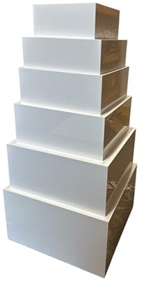 Food Risers,Buffet Risers Acrylic Risers Display stands ,Acrylic Risers 5 different size,cake stand,Dessert display stand. white, black, silver ,gold colour set of 5, set of6 (white 6 pieces)