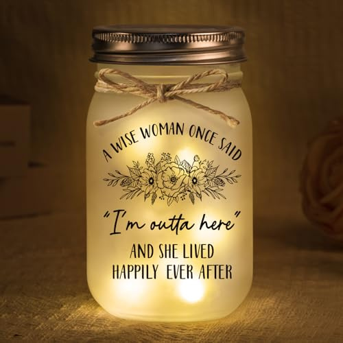 Juratar Retirement Gifts for Women, Mason Jar Night Light Retired Gift | Leaving Gifts for Colleagues Women, Happy Retirement Gift for Coworkers, Friends, Teachers, Nurses, Funny Leaving Presents