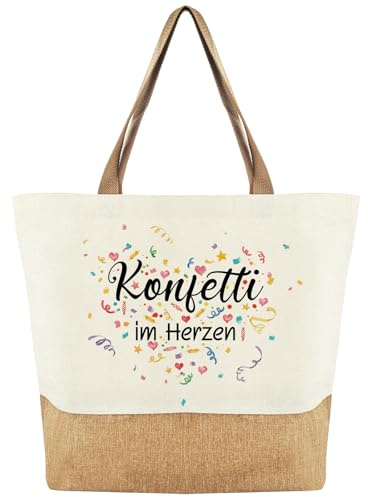 Jutepåse konfetti i hjärtat, karneval karneval tygväska damer, jute bomullspåse för kvinnor, karneval konfetti i hjärtat väska gåvor för kvinnor kvinna vänner kollega