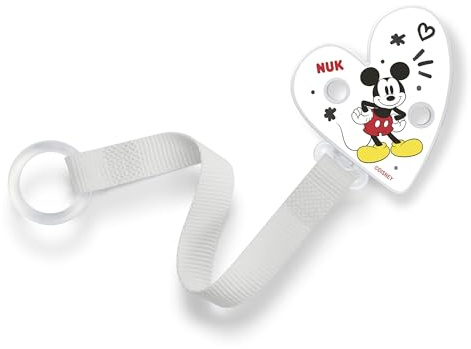NUK Clip de Chupete y banda | Para todos los chupetes | Resistente y a prueba de roturas | Disney Mickey Mouse