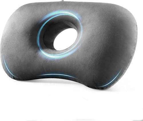 Hapiclody Almohada para dormir de lado con gran agujero para la oreja, almohada ajustable con funda suave lavable para una comodidad relajada en posición lateral (gris)