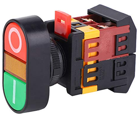 Jelquix Interruttore a Pulsante Doppio Configurabile su Rosso o Verde, Interruttore a Pulsante Momentaneo per Montaggio su Pannello di Controllo, Dimensioni 22 Mm/25 Mm (220V)