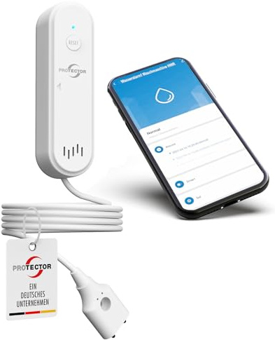 NEU Protector Wasseralarm WA-2 WiFi mit 90 cm Sensorkabel | Kompakter Wassermelder WLAN meldet per App auf Ihr Smartphone