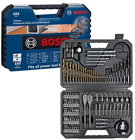 Bosch Accessories Professional 103tlg. Bohrer- und Bit Set Titanium Box (für Holz, Stein und Metall, Zubehör Bohr- und Schraubwerkzeuge)