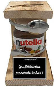 Genial Anders - Eiserne Reserve - Personalisierbar - Löffel mit Nutella 450g Glas – Die lustige Nutella Geschenkidee - Geschenk für Männer Frauen Hochzeit Geburtstag Weihnachten