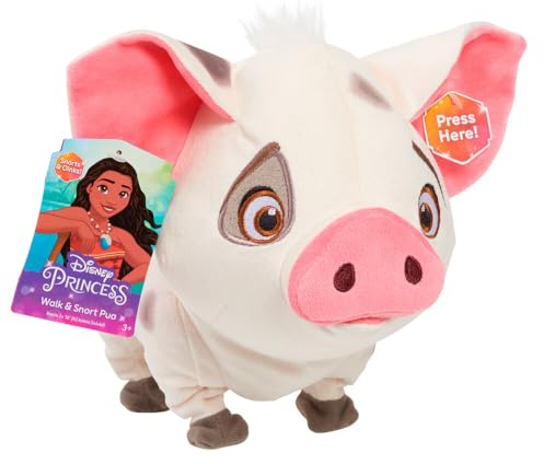 Peluche Walk & Snort di Pua Moana Disney Princess, suoni, movimento, animale di peluche, maialino, giochi per bambini dai 3 anni in su di Just Play