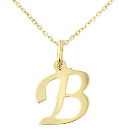 forme di Lucchetta - Kette mit Anhänger Buchstabe B aus 9 Karat Gelbgold | Echtgoldkette aus Gold 45 cm