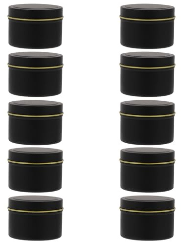 Cabilock Blechdose mit Deckel Rund Leere Kerze Dosen Weißblechdose Cremedose Kosmetische Behälter Metallboxen Geschenkbox für Tee Kerzen Gewürze Bonbons Schmuck 10 Stück (Schwarz)