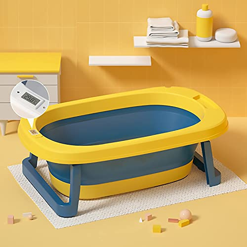 LRBBH Zusammenklappbare Babybadewanne, Tragbarer Haushalt Neugeborener Faltbarer Säuglingsbadewanne, Robust Und Rutschfest Für Leicht Baden Kleinkindkinder,Gelb,a