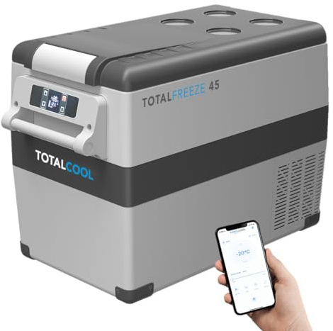 Totalcool Réfrigérateur de Voiture, Glacière portable 45L avec bac de congélation pour la voiture, camping, 12v et 230v en gris