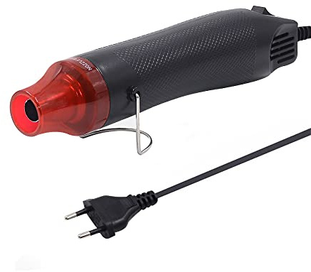 mofa Pistola de aire caliente, pistola de calor termocontraíble con soporte para grabado y secado de pintura, boquilla de calefacción eléctrica multiusos 300 W 220 V (negro)
