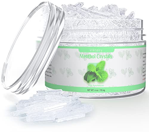 Viktairy Menthol Crystals 118g, 100% Pure Organic Mint Crystals | Ideal for Making Shower Steamers, Creams & Soaps