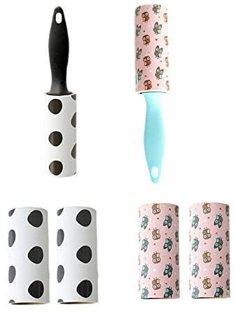 2 Rollers 4 Refills Mini Portable Lint Rollers Lint Roller Refills Sets Tearable Sticky Lint Rollers for Pet Hair, Dust, Lint, Sofa, Bed