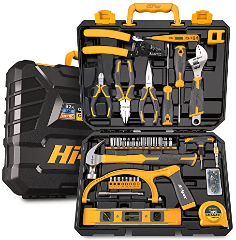 Hi-Spec 82pc Home & Garage DIY Tool Kit with Hand Tools & Storage Case | hand tool set with screwdrivers, sockets, pliers, wrench and repair accessories for home DIY, garage and workshop jobs.