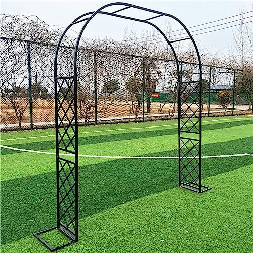 ARtsim Rosenbogen Metall Rankhilfe Torbogen Rankgitter Rankbogen Gartenbogen für Kletterpflanzen Eisen Spalier 140cm 180cm 280cm 350cm 370cm breit (Color : Schwarz, Size : 220cm x 250cm)