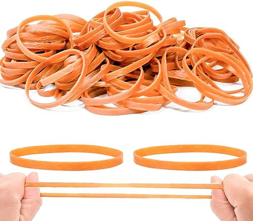 200 Stück Gummibänder, 60mmx5mm Breit Gummibänder Elastisch Haushaltsgummis Breit Gummibänder Gummiringe Wiederverwendbar Haushaltsgummi für Büro Haus Schule Lieferungen (Dunkelgelb)