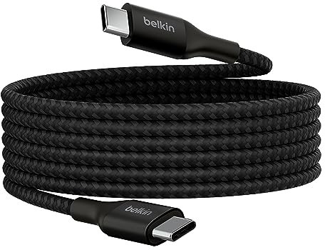 Belkin Cavo da USB C a USB C, 2 m, 240 W, caricabatterie di tipo C, cavo di ricarica rapida per iPhone 16, Galaxy S25, Pixel 9, MacBook, Chromebook, iPad Pro, Switch Steam Deck - nero