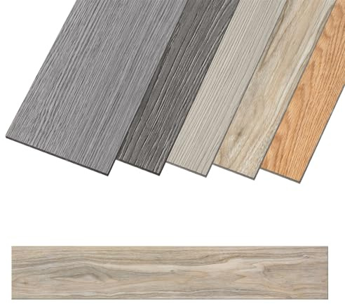 Aufun Pavimento in PVC Autoadesivo 18 Pezzi 2.51m², Piastrelle per Pavimenti con Texture di Legno, Pavimento in Vinile Resistente all'Acqua e Antiscivolo, Per Cucina, 91x15cm (Marrone legno opaco)