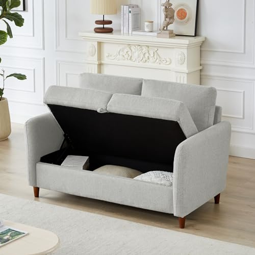 Chorlenimi Loveseat Sofa Couch with Storage Small Couches for Small Spaces Comfy Love Seats for Living Room 2 Seater Sofa for Bedroom(Light Grey, 2-Seat)