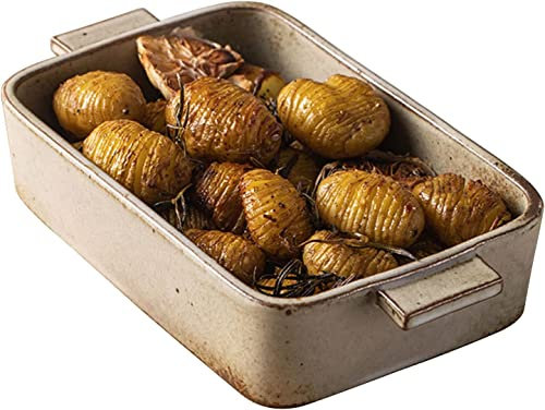 DUBMAG enamel roasting tin，baking tray set，Ceramic Bakeware Pan, Porcelain Baking Dish Oven Proof-gray-28oz 800ml