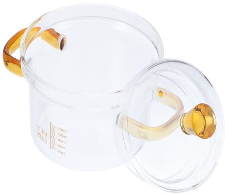 Amosfun Glass Stew Pot for Kitchen Small Cooking Pot Double Handle for Soup and Stew Preparation
