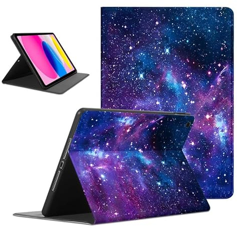 Foonary Funda para iPad 10 Generation 10,9 2022 A2757/A2777, Ultra Slim PU Cuero Flip Carcasa con Función Soporte Suave TPU Plegable Folio Antichoque Cover Case para iPad 10. Gen, Azul Universo