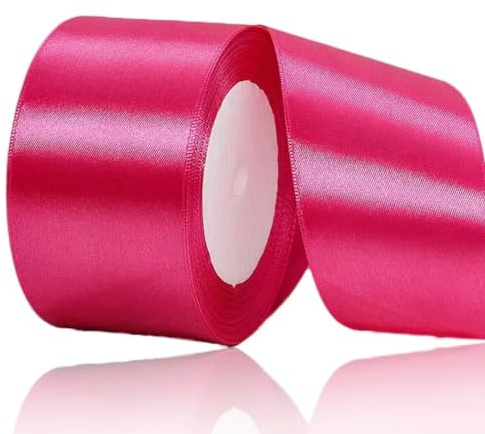 Geschenkband Rosenrot 50 mm Breit,23 Meter Satinbänder Rosenrot Stoff Schleifenband Kunsthandwerk,Hochzeitsdekoration, Weihnachten, Haarbögen, Blumensträuße, Geburtstag und Geschenkverpackung