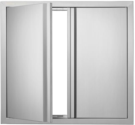 VEVOR Porta di accesso da cucina, 660 x 610 mm, Doppia porta da cucina esterna, Porta a parete verticale con maniglie retrattili, isola cucina, stazione cucina, mobiletto da esterno