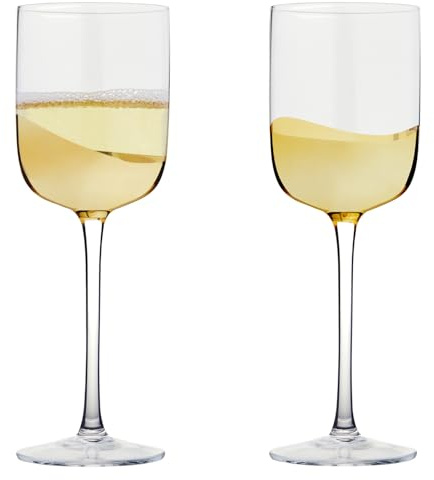 Anton Studio Designs Wave Handmade Wine Glasses Perfect for Red Wine, White Wine, Water, or Beverages - 400 ml - Gold - Set of 2 Elegant Wine Glasses