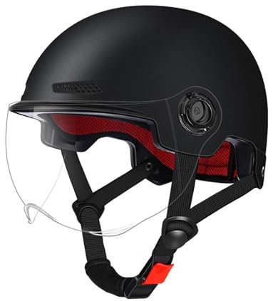 Retro Open Face Scooter Helmet for Men and Women | Adult Electric Bike Cycling Helmet With Visor and Goggle | Lightweight Design