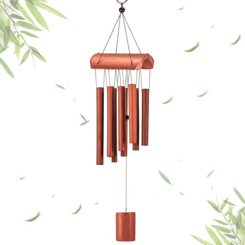 DONGDA Bambù Wind Chime, 8 Tubi Campanelli a Vento per Esterni Scacciapensieri da Appendere per Interni ed Esterni, Naturale Campane a Vento Carillon di Vento per Casa Albero Terrazzo Esterno