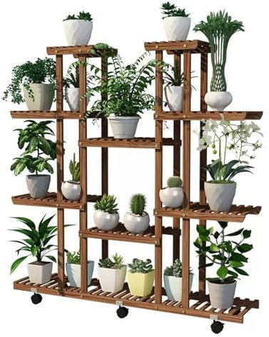 Potting Bench,Potting Table,Potting Tables for Outdoors,Potting Bench Table,Garden Potting Table, Plant Shelves Outdoor Wooden Garden Shelf with Universal Wheel