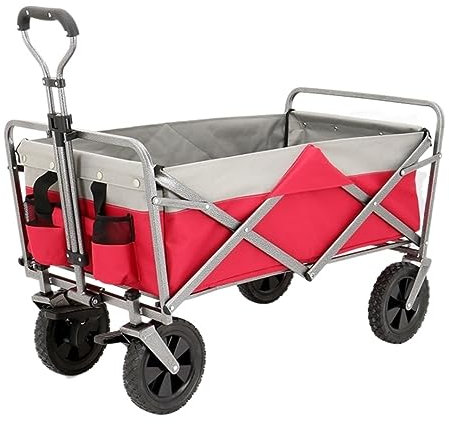 JFNHUTL Trolley-Wagen Zusammenklappbarer Mehrzweckwagen Karren Große Kapazität Strand Klappwagen Mit Geländerädern Outdoor Camping Campingwagen Gartenwagen
