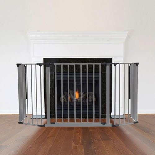 Safetots Barrera de Seguridad para Chimenea, 62cm de Profundidad x 104cm de Ancho, Gris, 70cm de Alto, Seguridad para Niños y Mascotas, Protección para Bebés y Niños Pequeños, Instalación Fácil