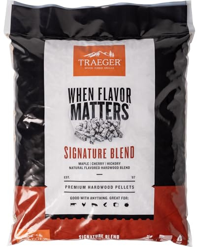 Traeger Grills Signature Blend 100% natürliche Holzpellets für Smoker und Pelletgrills, BBQ, Backen, Braten und Grill, 8,2 kg Beutel