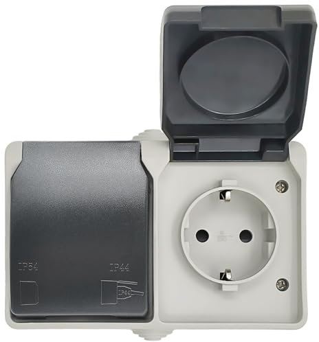 G-Homa Prise extérieure - Montage mural - 2 prises - Montage en saillie - Pour pièces humides - Orientable - Étanche à la poussière et aux intempéries