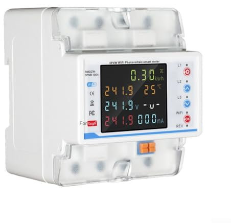 Compteur de puissance de disjoncteur Wi-Fi triphasé 4P : pour disjoncteur intelligent compteur d'énergie pour la surveillance numérique de la consommation d'énergie