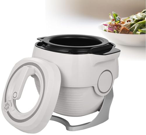 Máquina de cocción automática, máquina de arroz wok eléctrica de 6 litros con panel táctil inteligente, rotación automática de 360° del cuerpo de la olla, adecuada para cocinar en casa