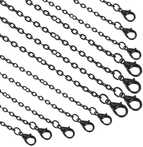 sourcing map 18 Necklace Chains Bulk 2mm Black Plated 20Pcs | Cable Chains with Lobster Clasps for Jewelry Making