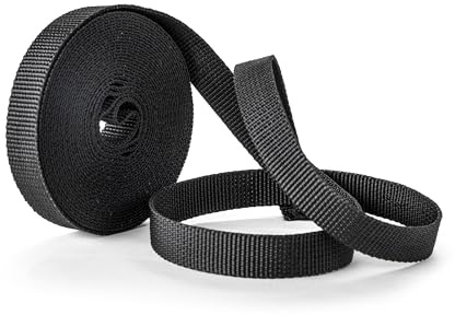 IdeaGenesis - Cinta para Recogedor de Persianas Enrrollables | Cuerda de Repuesto para Carrete de Toque Suave y Rígido | Resiste Rayos UV y Abrasión (Negra, Cinta 14mm)