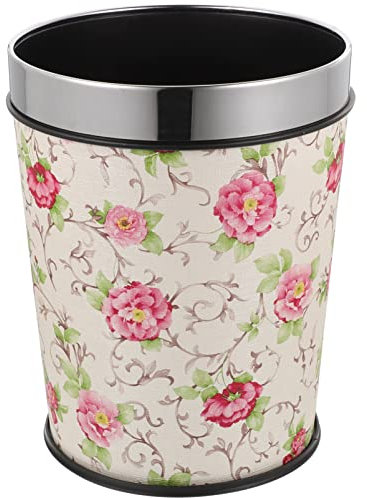 Amosfun Poubelle de Style Rétro en Plastique et Cuir 5l Grosse Capacité de Charge, Robuste et Décorative pour Chambre ou Bureau