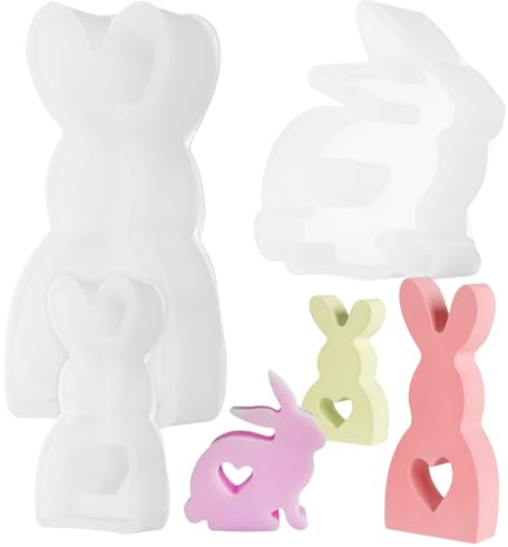 NUOBESTY 3pezzi Stampo Coniglietto Pasquale in Silicone Stencil Per Biscotti Pasquali Di Formine Per Dolci Forma Di Coniglietto Per Cioccolato e Caramelle