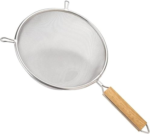 HDICUHNANU Espumadera, 1pc Acero Inoxidable de Malla Fina colador de colador de Cocina tamiz de Alambre de Alambre con Accesorios de Cocina de Mango de Madera Cuchara Coladora(31 * 14cm)