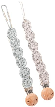 2pcs Handgefertigte Kaubare Kette Baumwollwarzenschwimmer Lanyard Securer Schnuller Leine Kleinkinder Schnuller Pullerhalter Soother Handgefertigter Schnuller Schnuller Clip