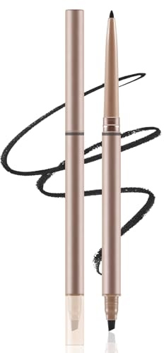 Boobeen 2 pièces Crayon eye-liner gel, crayon eye-liner waterproof à double embout avec pinceau biseauté - Crayon longue tenue anti-bavures pour femmes