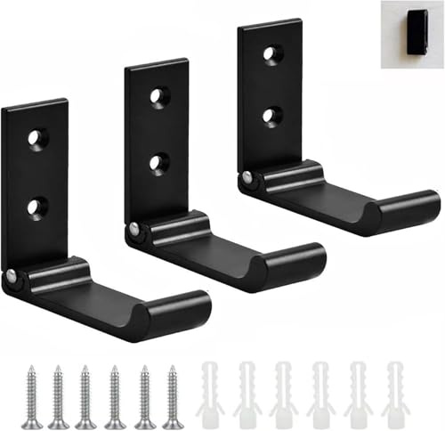 iTYOOS 3 Pezzi Ganci Appendiabiti Pieghevoli Ganci per Porta in Alluminio Pieghevoli Supporto per Cuffie da Parete con Viti per Cucine, Lavanderie, Internet Café, Camere da Letto