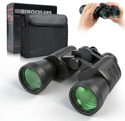 Prismáticos 10x50 Profesionales BOSTRON - Impermeables Antiniebla Visión Nocturna para Observación Aves Caza Senderismo | BK7 Porro, Enfoque Central, Correa y Bolsa Incluidas