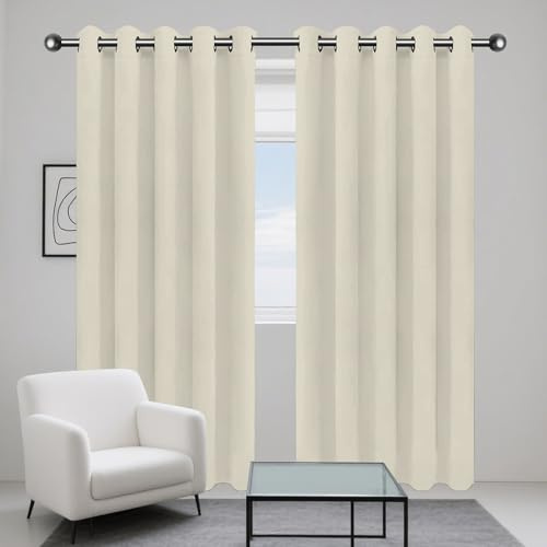 Cortinas opacas térmicas modernas de 150 x 120 cm, aislantes, color beige, para sala de estar, tratamiento de ventanas de bajo consumo para dormitorio y sala de estar