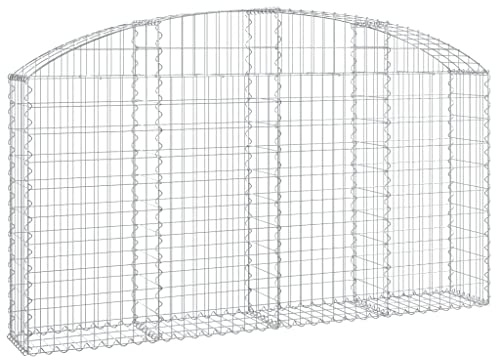 Nqyjm Clôture en Maille de Jardin Panier de Gabions Arqué 200x30x100/120 cm Fer Galvanisé, Mur à Gabion Cages à Pierres pour Terrasse Extérieur Pelouse Décorative Model 2